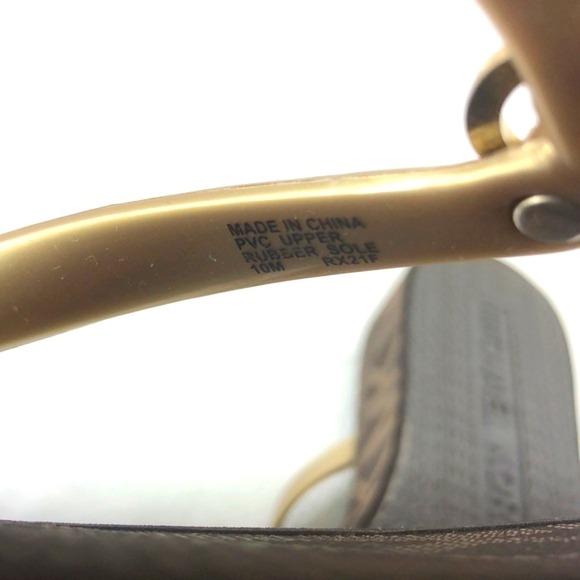 Michael Kors Logo Print Gold Metallic Sandals - Picture 8 of 9